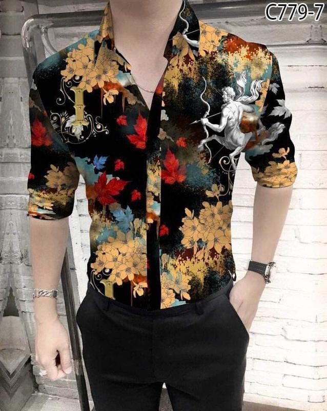 ÁO SƠ MI NAM TAY DÀI NÚT GÀI CỔ SƠ MI IN HỌA TIẾT HOA IN 3D KHÔNG PHAI MÀU SẮC NÉT VẢI LỤA MỀM MẠI 40-95KG Menswear Shirt
