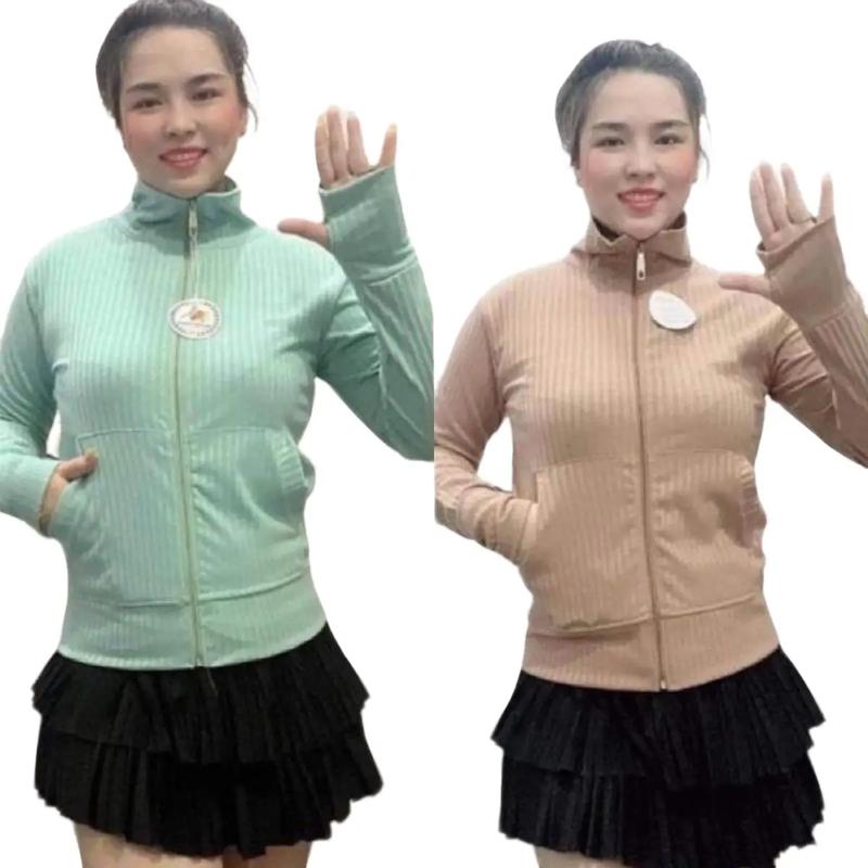 ÁO KHOÁC THUN GÂN ĐŨA CỔ TRỤ TRƠN NHIỀU SIZE CÓ TÚI TRONG Nữ Women Nhung