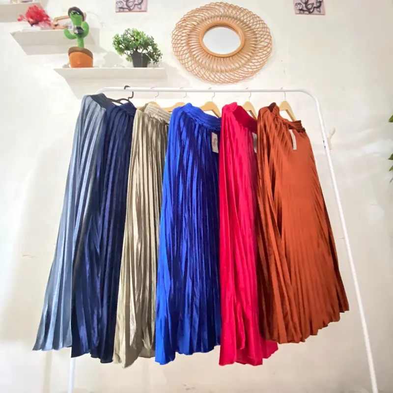 Rok Plisket Bludru Velvet Panjang Premium Jumbo | Rok Style Korea Premium 2