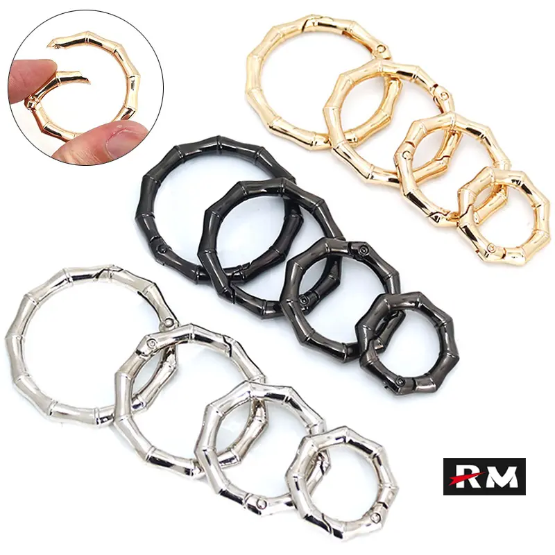 [2 Pcs]Zinc Alloy Bamboo-Shaped Spring Buckle Bag Handle Hook Buckle Shoulder Strap Chain Adjustment Buckle Jewelry Gift DIY Opening Ring Luggage Hardware Accessories Car Key Chain