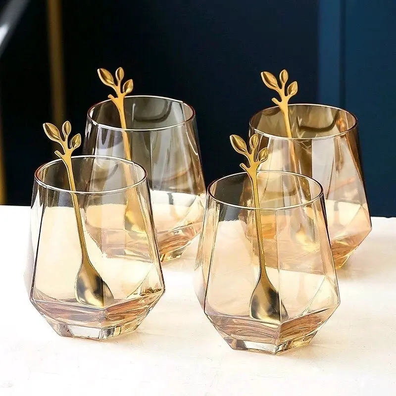 Bộ 6 cốc thuỷ tinh hổ phách siêu đẹp - Decor bàn trà