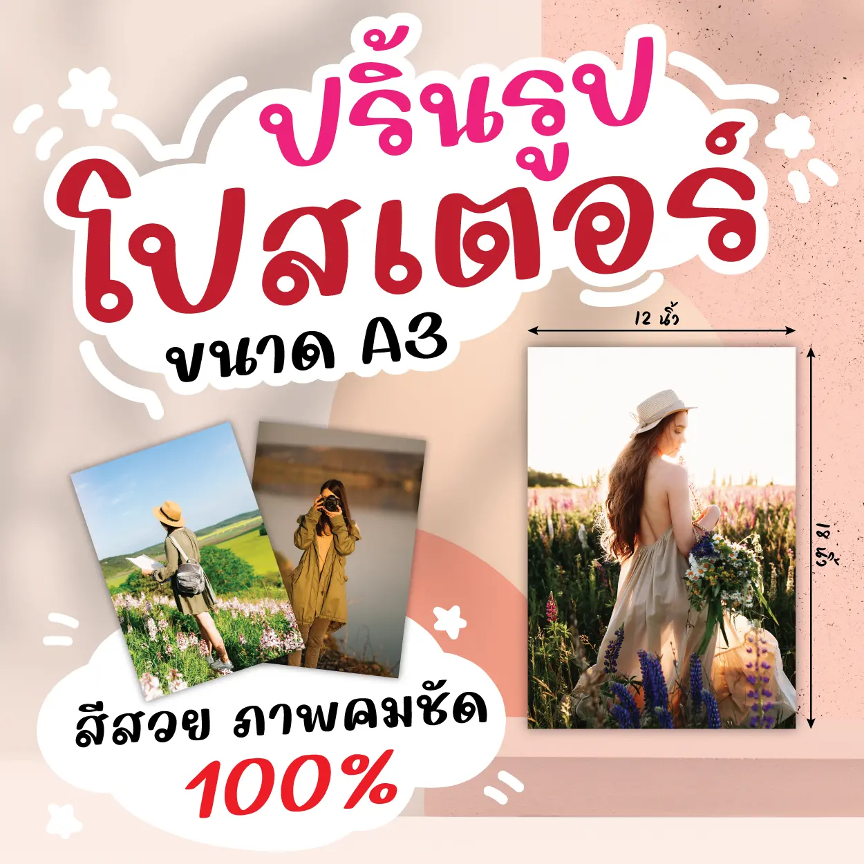 รับปริ้นรูป โปสเตอร์ ขนาด A4,A3 สวย สีสด ภาพคมชัด 100%