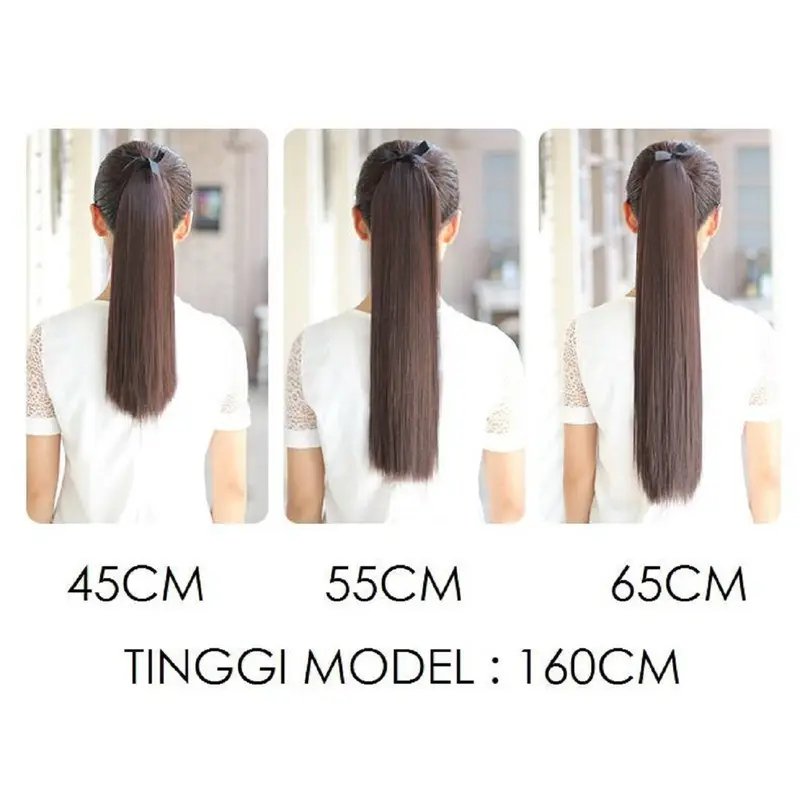 Hair clip Ponitail  ikat lurus 45cm, 55cm , 65cm (VH) Hitam Ponytail 0