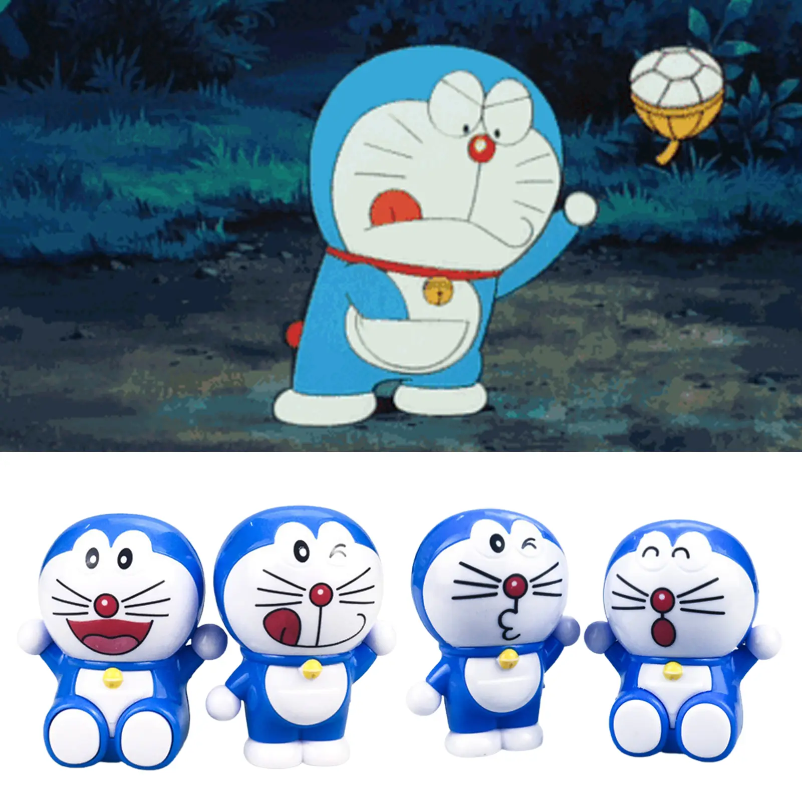 4Pcs Doraemon Ornaments Lovely Shape Mini Cake Decoration Doraemon Anime Figure Toys Car Decor