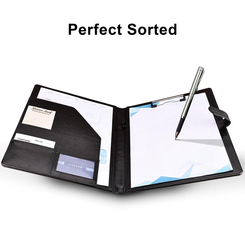 A4 Pu Leather File Folder without Pen, 1 Count Magnetic Buckle Design Foldable Clipboard Writing File Folder with Pocket, Portable Stationery Supplies for Home and Office, Student Stationery 2