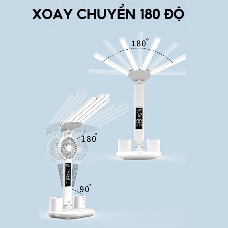ĐÈN HỌC ĐỂ BÀN TÍCH ĐIỆN 3 MÀU - ATH Lighting - Có quạt tích điện 3200Mh, Chống Cận Thị, ĐÈN LED, Có Màn Hình LCD Hiển Thị Đa Thông Tin, Dung Lượng Khủng 3200Mah - đểbànhọc den hoctichdien 4