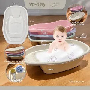 TERLARIS YOMURA Bak Mandi Bayi JUMBO+Senderan BPA Free/ Baby Bathup Besar/ Tempat Mandi Bayi Anak Balita/ Baby Tub Putih Pink Hijau Biru/ Dudukan Mandi/ Ember Mandi Bayi