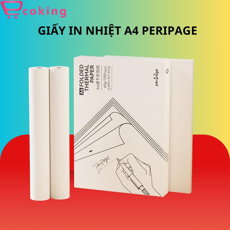 Giấy in nhiệt A4 peripage ECOKING dành cho tất cả dòng máy in nhiệt dày, mềm, mịn lưu dữ mực không phai chất lượng tốt không độc hại.