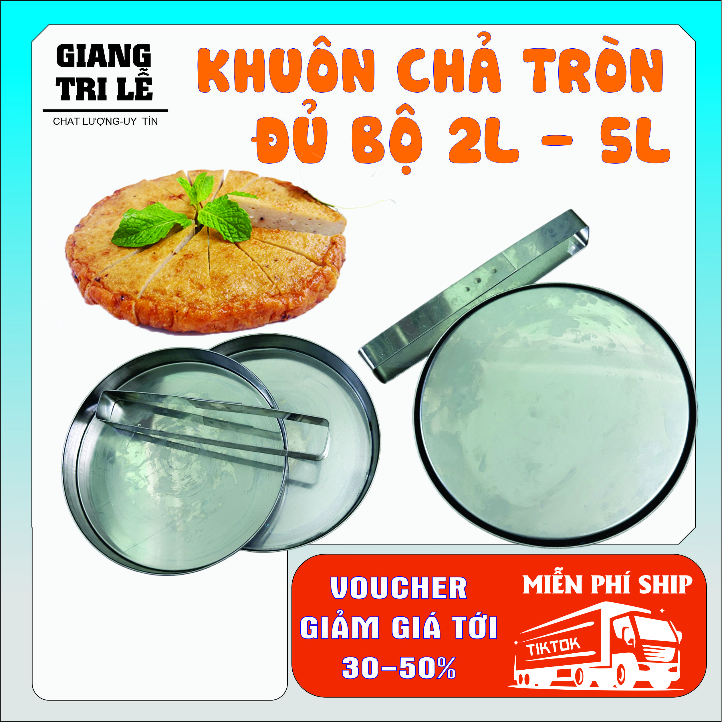 Khuôn Chả, Tròn Có Lắp, Đai 0,2kg - 1Kg. Chuyên Nghiệp
