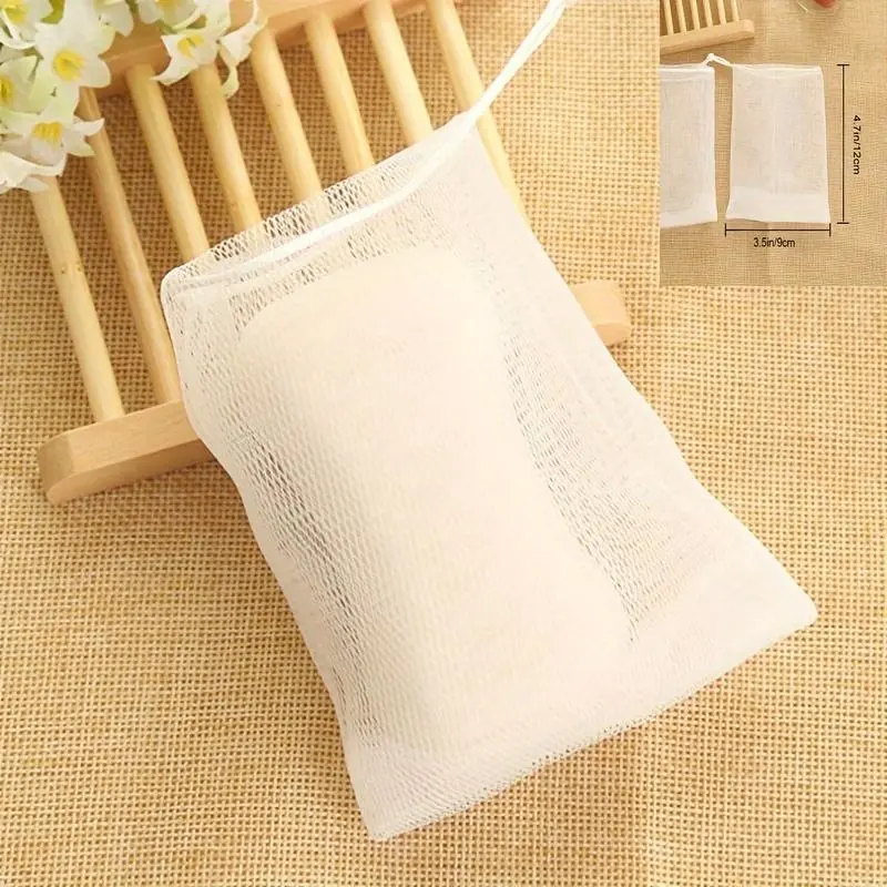 Exfoliating Soap Bubble Mesh Bag, 20pcs/set Drawstring Holder Bag for Body and Face, Foaming Net for Soap Saver and Foam Control
