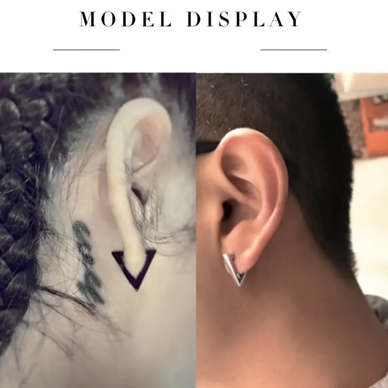 2pcs Stainless Steel Triangular Hoop Earrings, Suitable for Women and Girls Gift jewelry 6