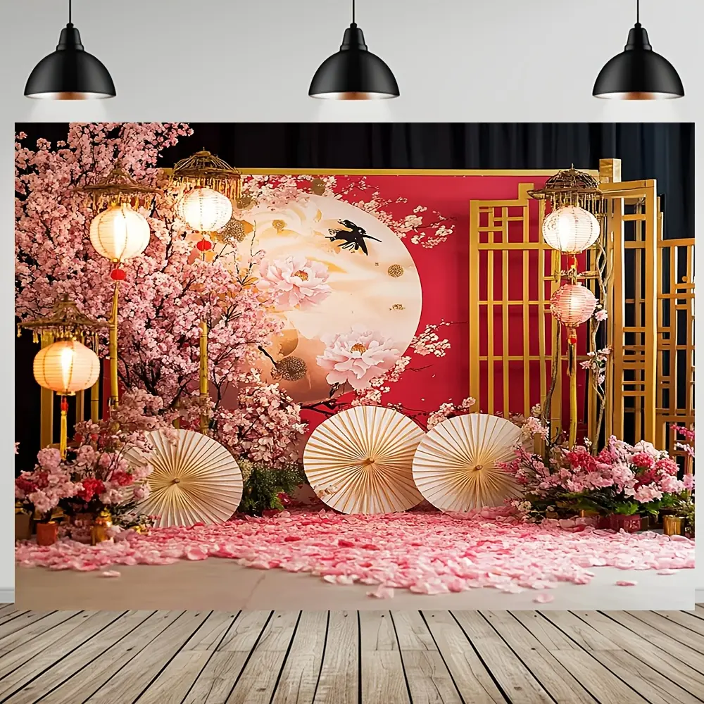 Phông nền lễ kỷ niệm năm mới của Trung Quốc, vật trang trí Polyester lễ hội truyền thống, 1 cái, với sự quyến rũ lễ hội, thích hợp cho lễ hội mùa xuân và lễ kỷ niệm mặt trăng