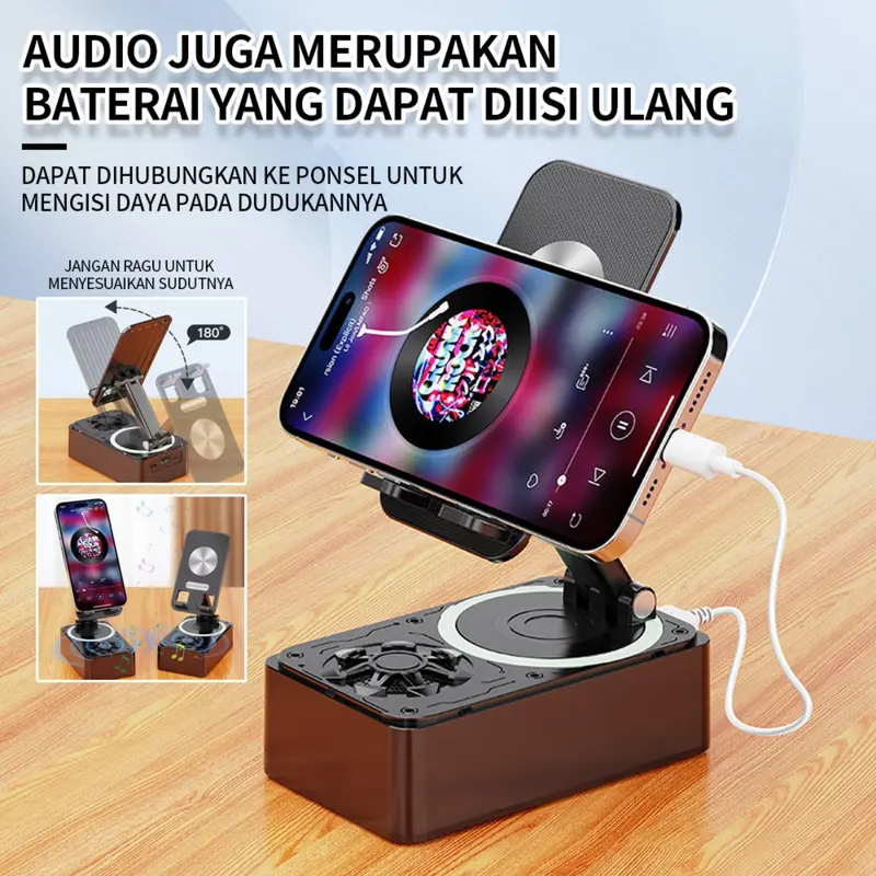 Dudukan ponsel power bank speaker tiga dalam satu dudukan tablet desktop malas multifungsi yang dapat dilipat dan berputar 0