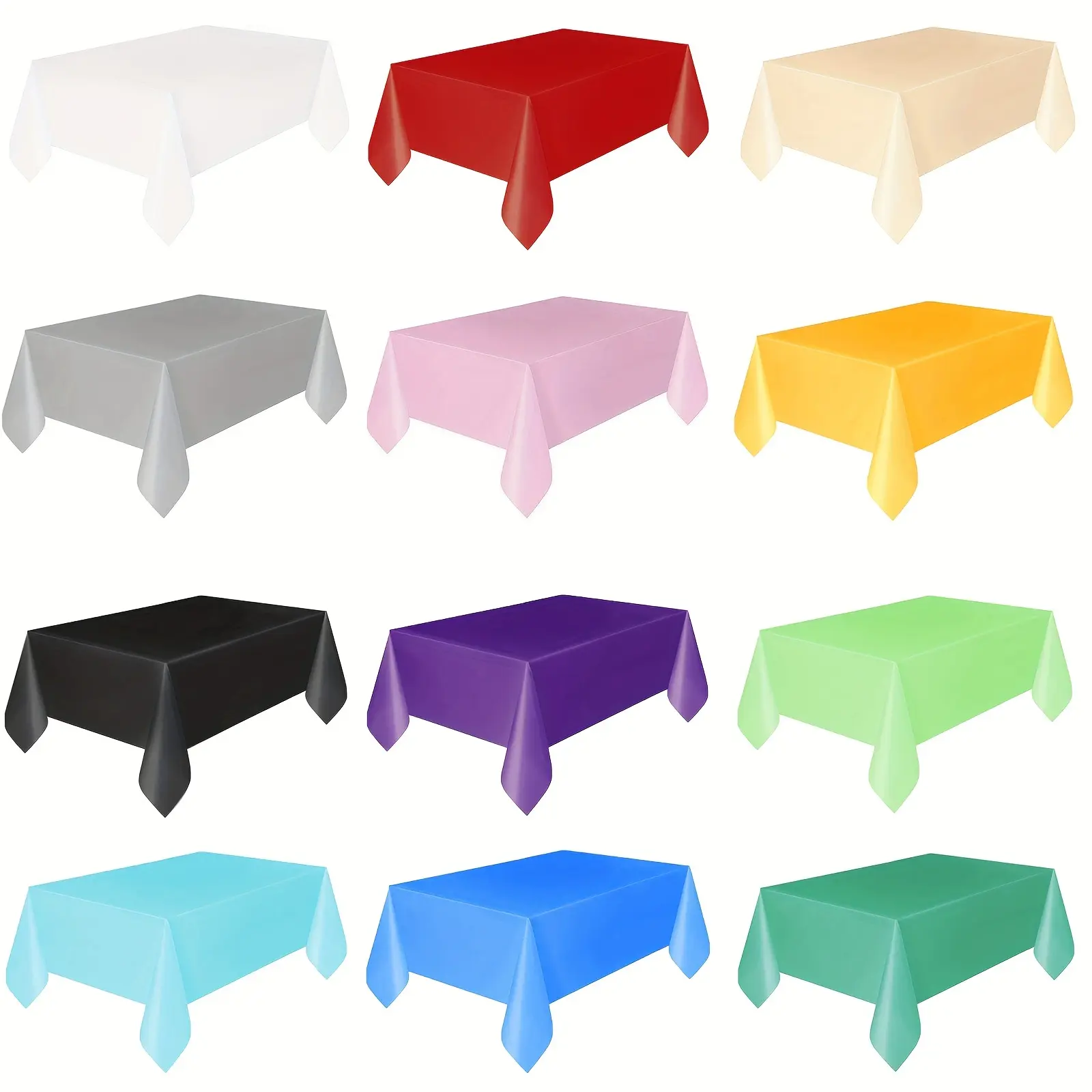 [Premium Tablecloth] Premium 1pc Plastic Tablecloth, 54in(137cm) x 72in(183cm) |   Decorative Rectangle Disposable Table Cover for Parties, Events & Weddings, Indoors Outdoors, White