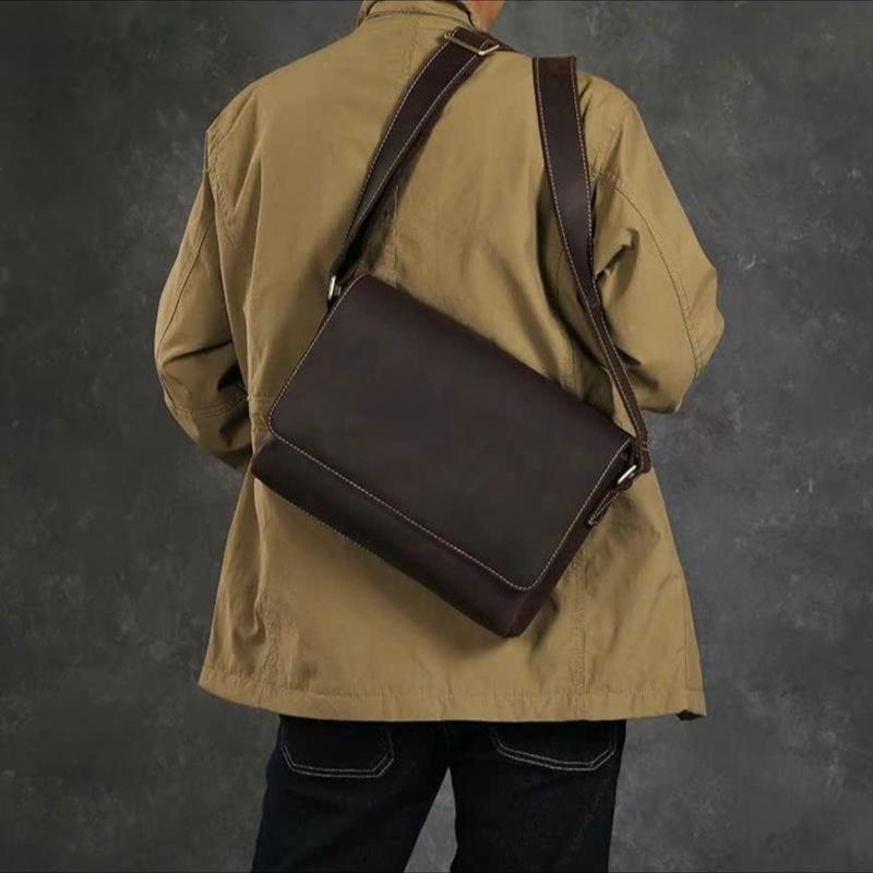 Liinz Túi đeo chéo da bò sáp đựng Máy Tính Bảng 12inch