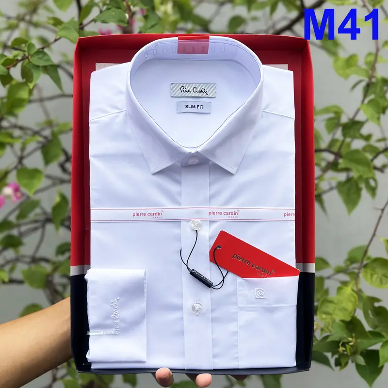 Áo Sơ Mi Pierre Cardin, Áo Sơ Mi Công Sở Dài Tay Trắng Trơn Sang Trọng Tinh Tế, Cúc Khắc Chữ Mẫu Mới 2025 0