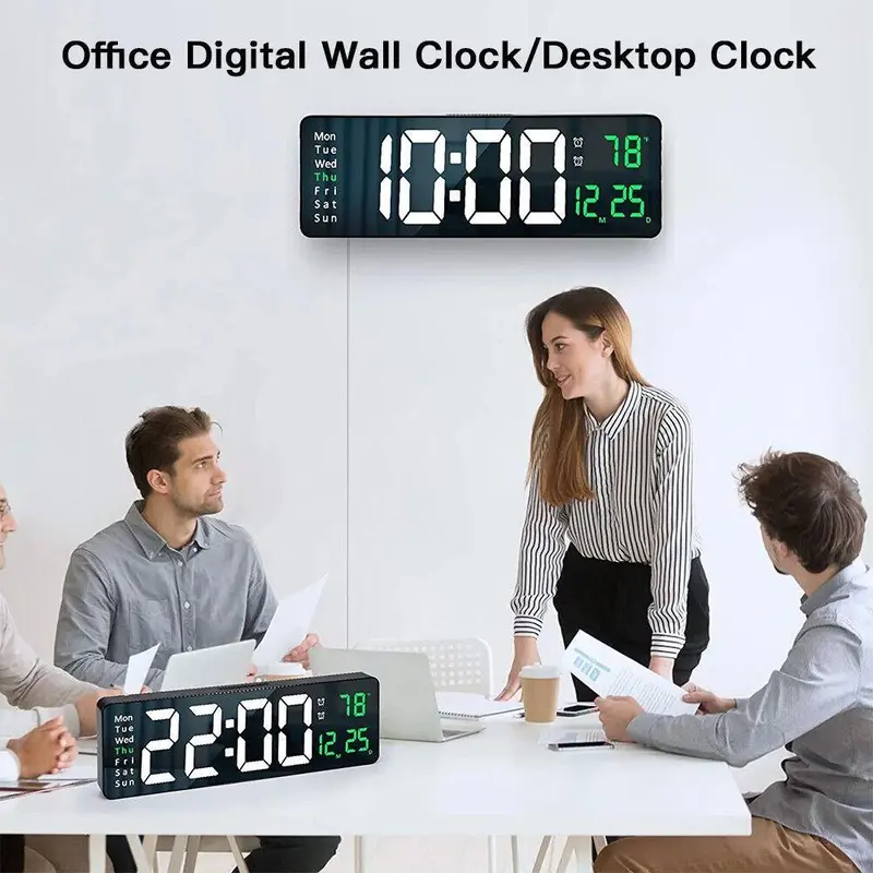 Đồng Hồ LED Điện Tử Treo Tường Màn Hình Lớn 16Inch Điều Khiển Từ Xa Đa Chức Năng Decor Phòng 8