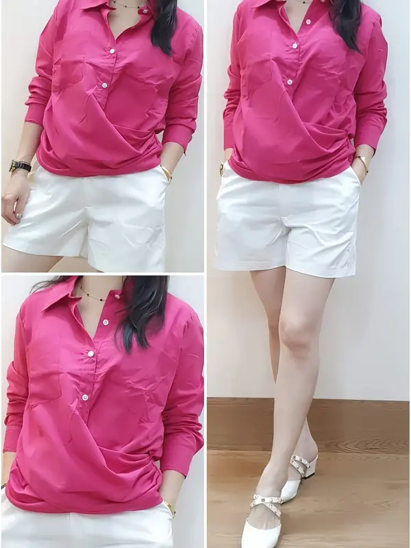 Blouse Crop Top - Kemeja Wanita Lengan Panjang Putih - baju putih wanita - atasan putih wanita 1