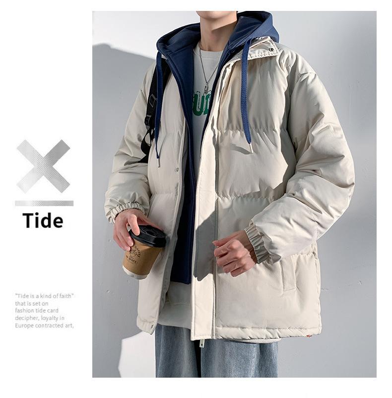 Product Introduction of 2025 Autumn and Winter New Couple's Cotton-Padded Coat Men's False Two Pieces Casual Jacket Loose Detachable Hooded plus Size Women's Bread Coat 25