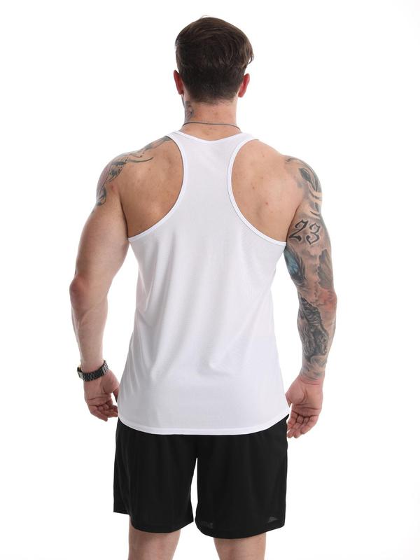 Men's Regular Fit Solid Scoop Neck Sports Tank Top, Quick Drying Comfortable Sports Top for Gym Workout Running, Casual Men's Sportswear for Summer, Activewear 7