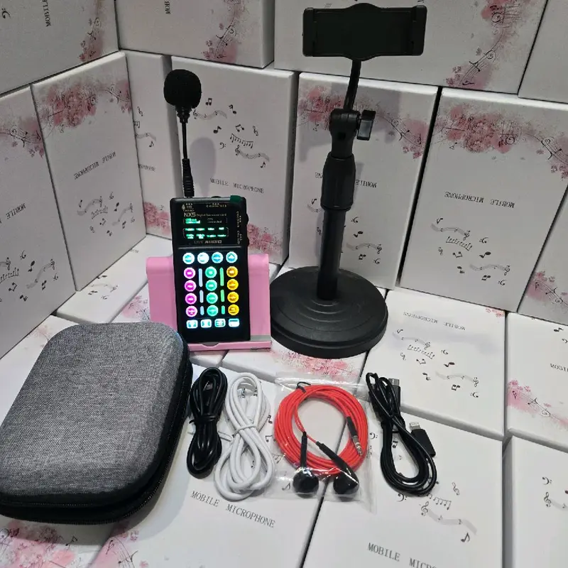 Bộ hát live soundcard NX5 đầy đủ cho điện thoại ạ 0