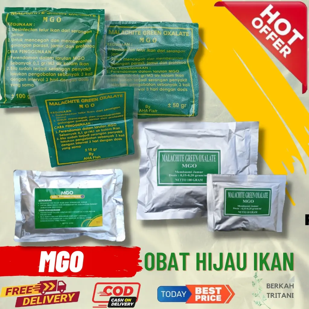 MGO Malachite green oxalate 100 Gram Obat Hijau Desinfektan Telur Ikan Dari Jamur Parasit Protozoa