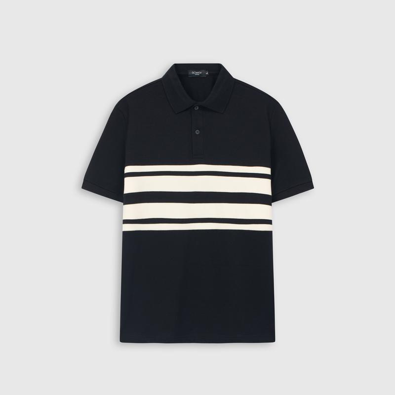 Áo Polo nam ROWAY thoáng mát, polo phối ngang đen