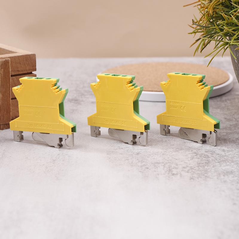 Product Introduction of USLKG2.5 Screw Ground DIN Rail Terminal Block Earth Connector Protective Modular UK 2.5mm Wire Electrical Connector USLKG-2.5N 18