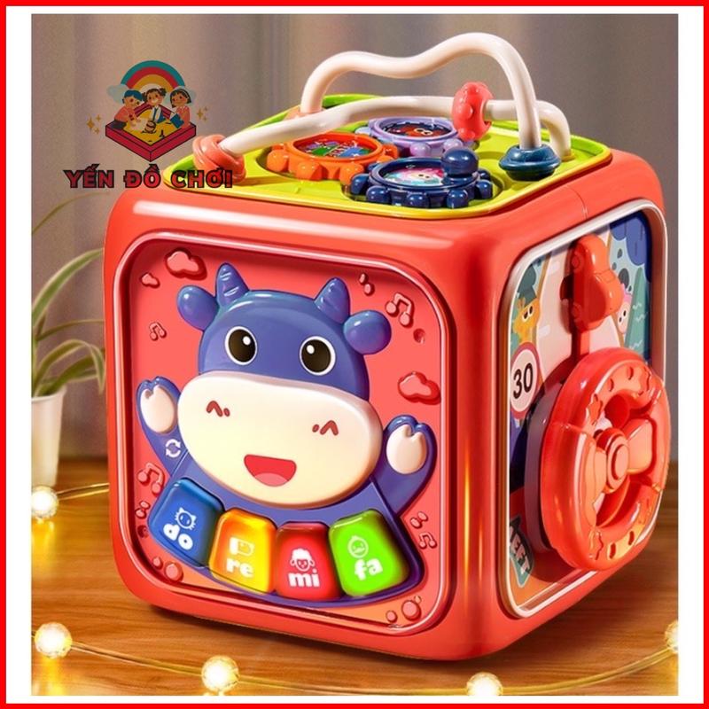 (Tặng pin)Đồ chơi Hộp âm nhạc đa năng cho bé có 6 mặt đàn, nhạc), thả hình phát nhạc được tặng kèm pin