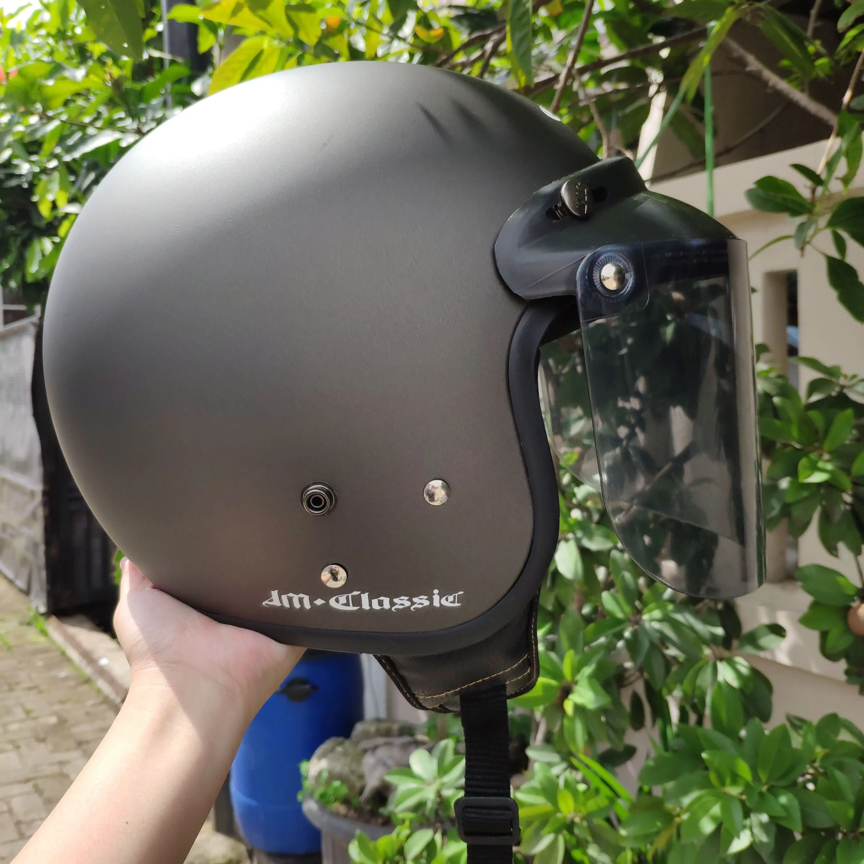HELM BOGO RETRO DEWASA PRIA WANITA JM CLASSIC ABU DOFF POLOS HALF FACE Motorcycle