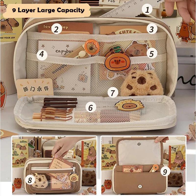 Hộp Đựng Bút Chì Dung Tích Lớn, 9 Lớp Trong Suốt, Thiết Kế Sanrio Kuromi, Melody, Cinnamoroll, Capybara, Không Thấm Nước, Thích Hợp Cho Văn Phòng Phẩm, Túi Đựng Bút, Dành Cho Bé Gái Và Bé Trai 8