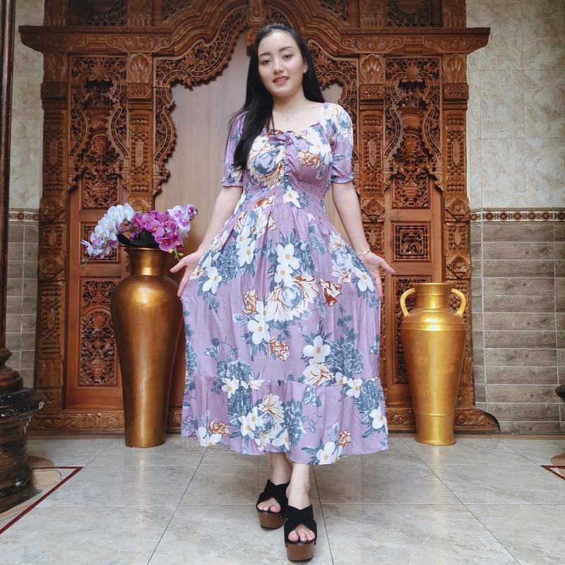 DRESS KERUT TALI DADA | DASTER BALI SANTAI KERUT KARET RAYON SUPER 2