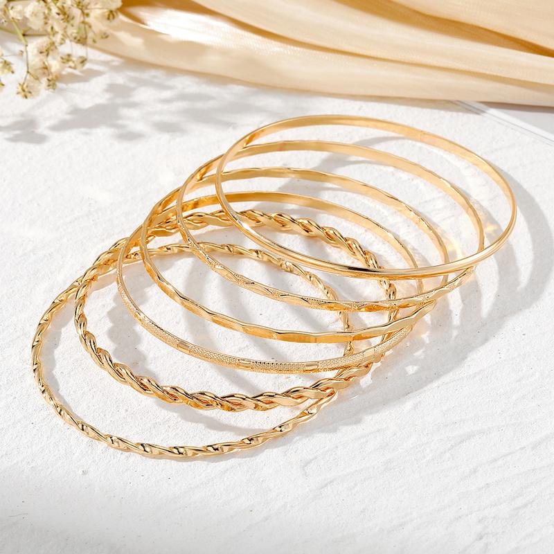 Bộ Vòng Tay, Phong Cách Ins, Xuyên Biên Giới Châu Âu Và Mỹ, Bộ 6 Vòng Tay Xoắn Kim Cương, Thiết Kế Trơn Tru, Phong Cách Punk Bất Đối Xứng 2