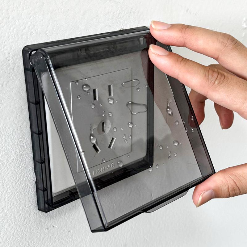 Transparent Wall Socket Dustproof Box Self-Adhesive Electric Plug Cover ...