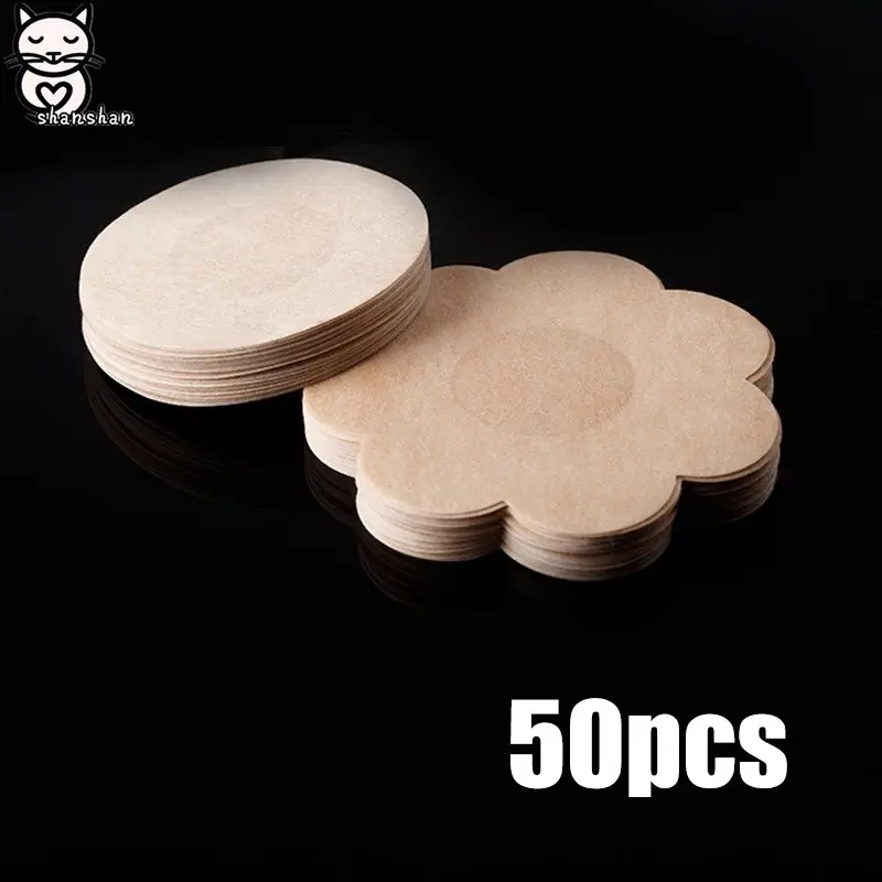 SHAN 50pcs Disposable Nipple Covers Breast Petals Flower Nipple Sticker Bra Pad Pasties Lingerie for Women Nipple Cover Bra Adhesive Pads