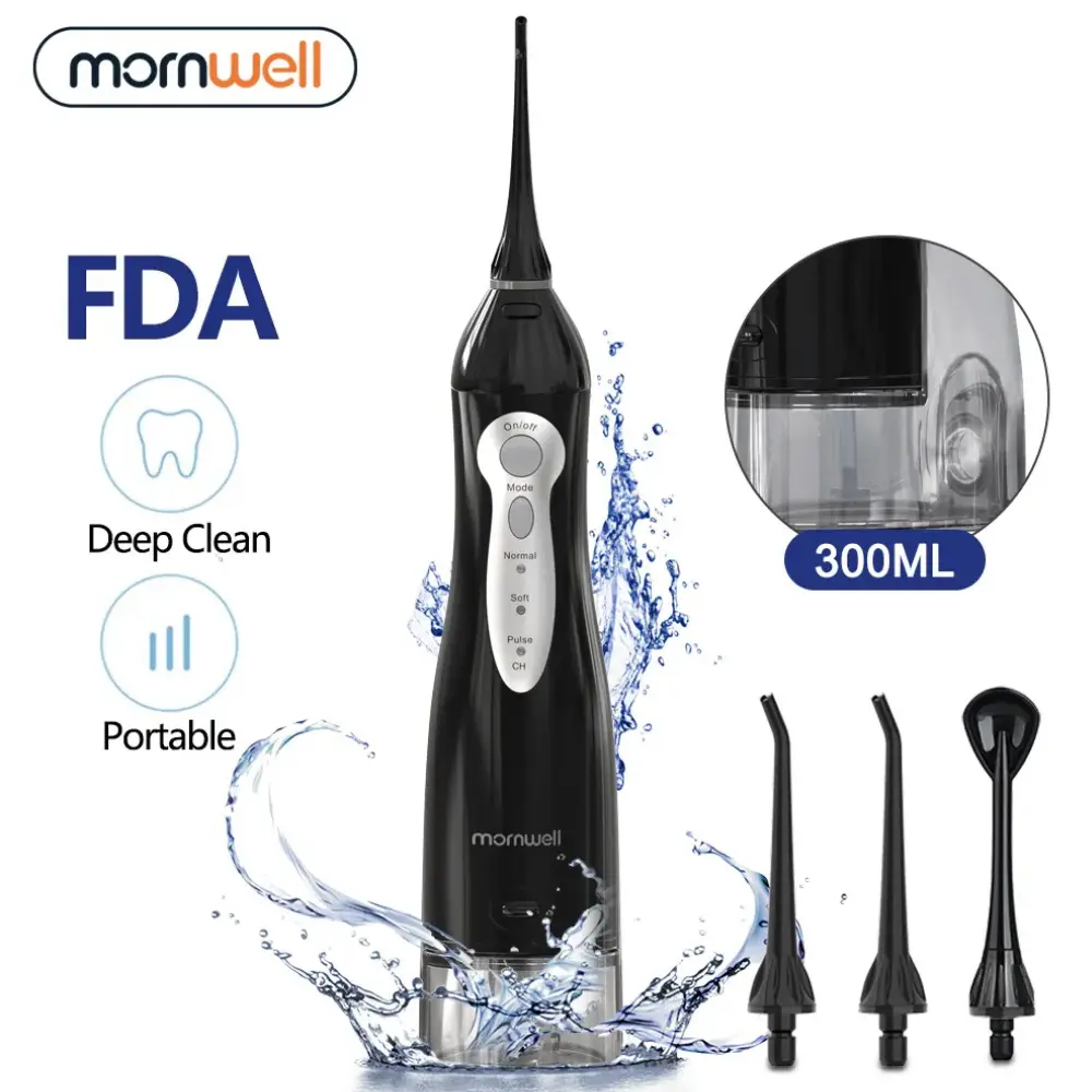 Máy tăm nước Mornwell D52 vệ sinh răng miệng có vòi phun niềng răng 4 đầu tăm