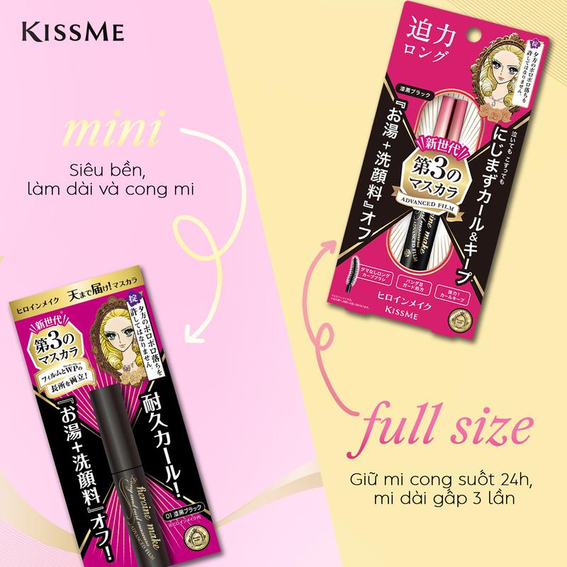 Mascara Dạng màng Film Kissme Heroine Make  Chống Trôi Giúp Nâng Cong Và Dài Mi (6G) 2