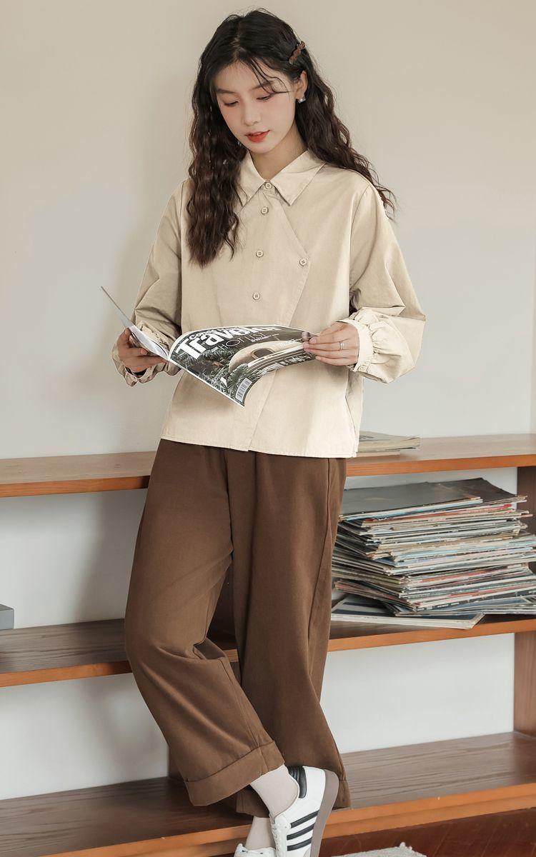 Product Introduction of Áo Sơ Mi Dài Tay Phong Cách Preppy Phong Cách Nhật Bản, Áo Sơ Mi Rộng Thường Ngày Bên Trong, Áo Bất Đối Xứng Hàng Mới Về Cho Mùa Xuân, Mùa Thu Và Mùa Đông Năm 2025 11