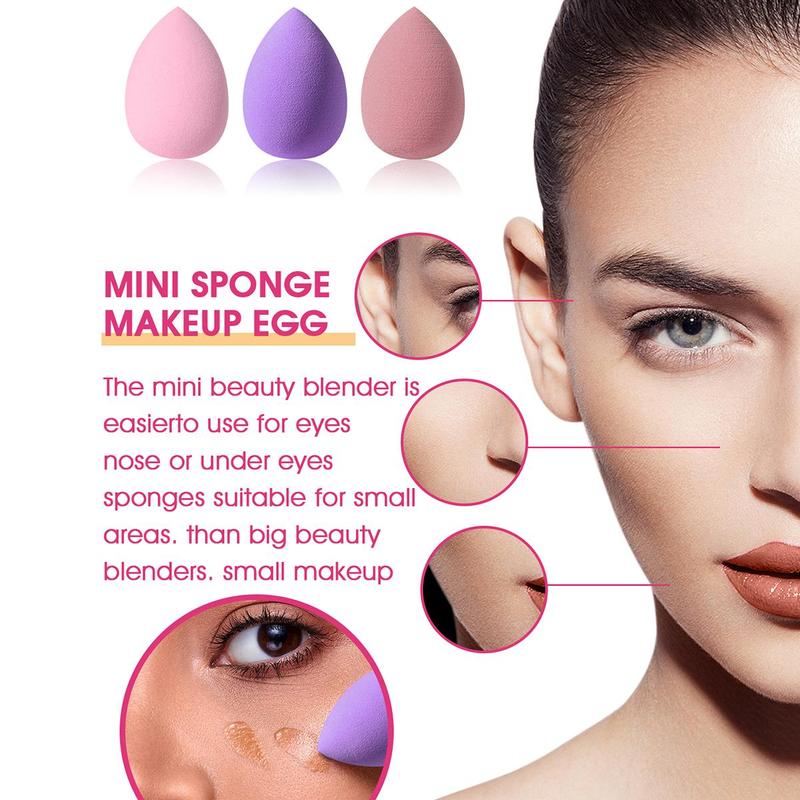 15pcs Mini Makeup Sponges & 15pcs Thumb Powder Puffes, Soft Makeup Puffs for Contour Blending & Facial Detailing, Versatile Face Makeup Tool Set with Storage Case 6