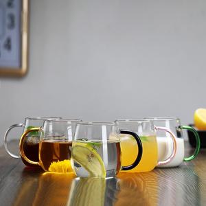 แก้วมัก แก้วกาแฟ ชานม เห็ด พร้อมหูจับ ขนาด 350 มล. สําหรับผู้ชาย และผู้หญิง ใช้ในบ้าน ออฟฟิศ clear  glass