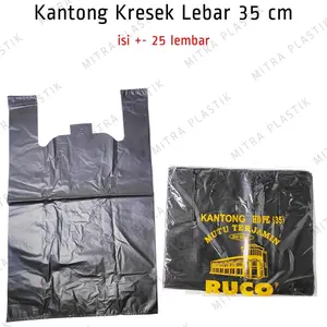 Kantong Plastik RUCO Lebar 40 Kresek HD Ekonomis Tebal Murah isi 15 pcs Daur Ulang Hitam