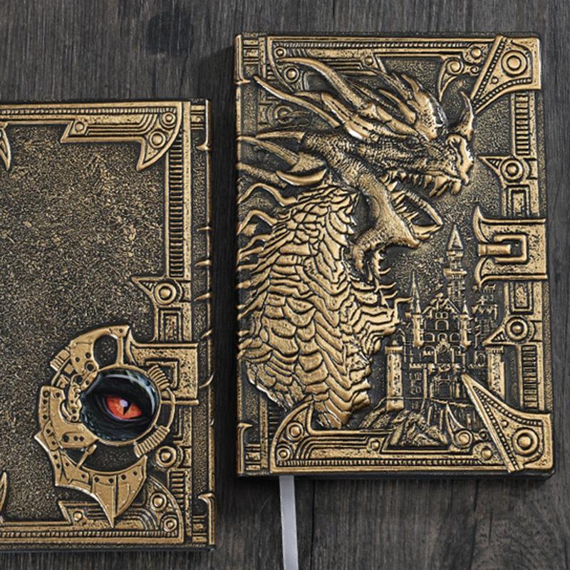 Vintage Dragon Design Notebook, 1 Count A5 Retro Travel Diary Notebook, Creative Writing Notebook, Office Stationery & Supplies 7