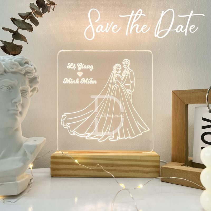 Đèn Led 3D Đế Gỗ Ngắn 11cm