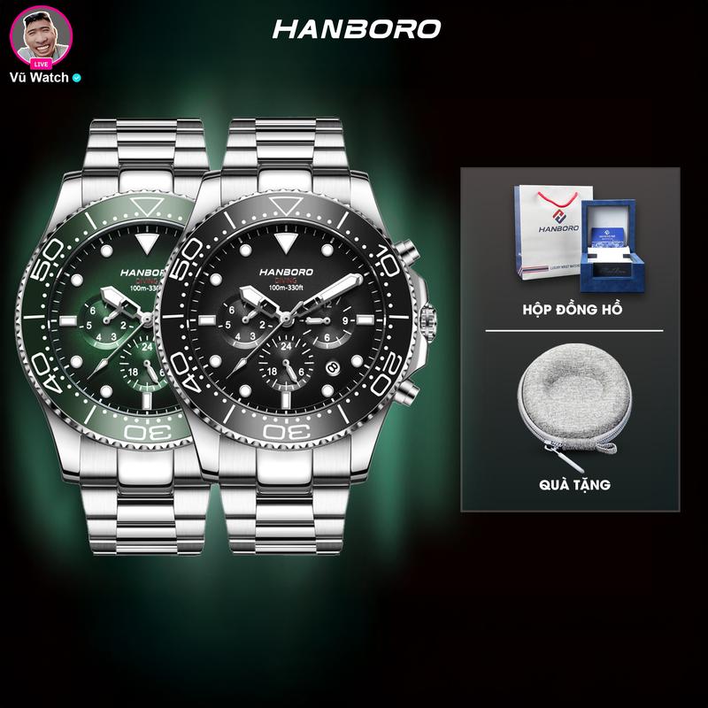 Đồng Hồ Nam HANBORO 1309 [36] | Tặng kèm 1 bóp đựng đồng hồ