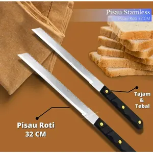 Pisau Roti Stainless/ Pisau 2 Mata Sisi Bahan Stainless Steel Alat Buah