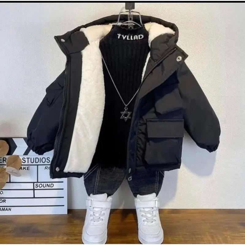 [12-45kg] Áo khoác phao pakar lót lông cao cấp cho bé trai ,bé gái vải tráng bạc,cản gió chống nước giữ ấm cơ thể