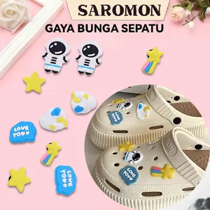 SAROMON Aksesoris Shoe Charms Sepatu Bintang Astronot Kartun DIY 3D Sandal