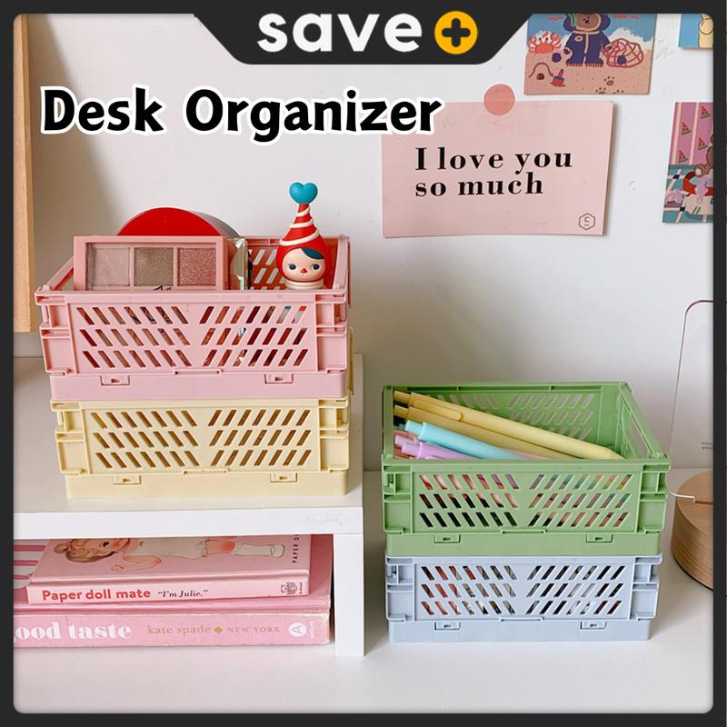 SAVE+ Foldable Storage Box Stackable Desk Organizer Table Desktop ...