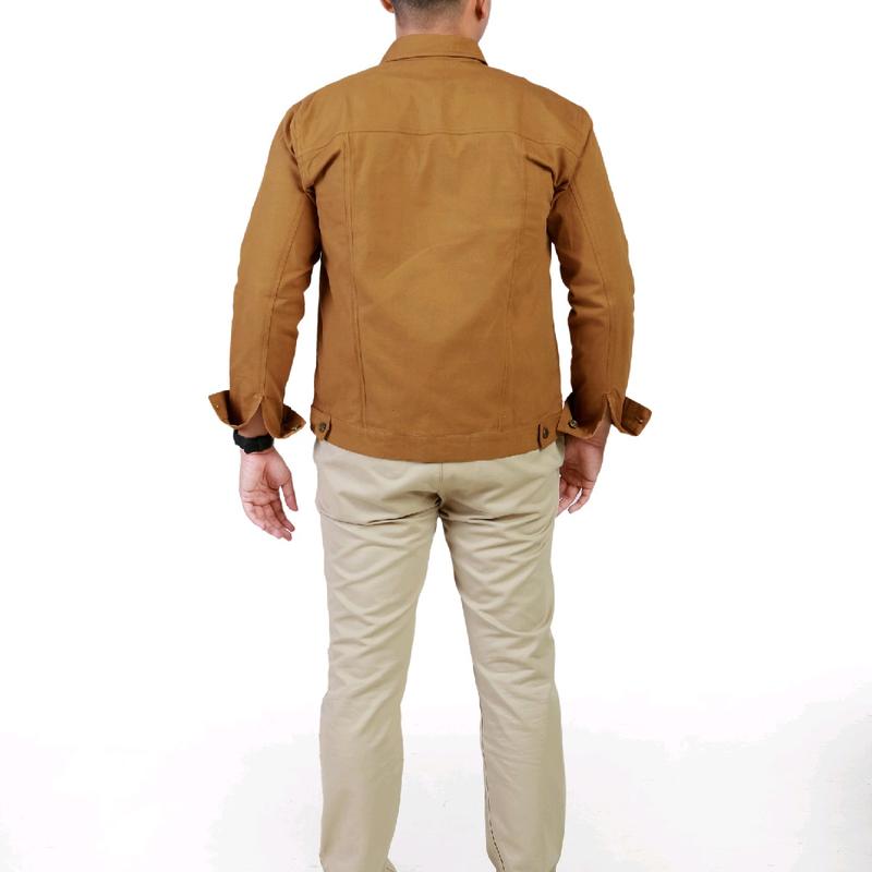 Brada Jaket Trucker Kanvas Pria - Caramel 5