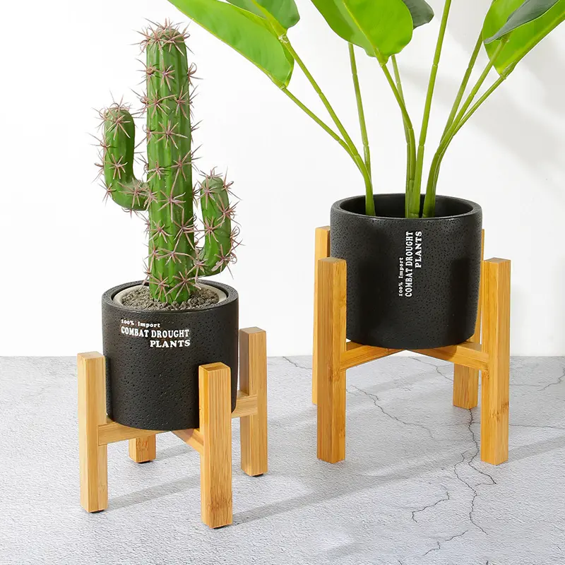 Handmade Wooden Flower Pot with Stand Plant Flower Display Storage Stand DIY Storage Nursery Pots Home Decoration
